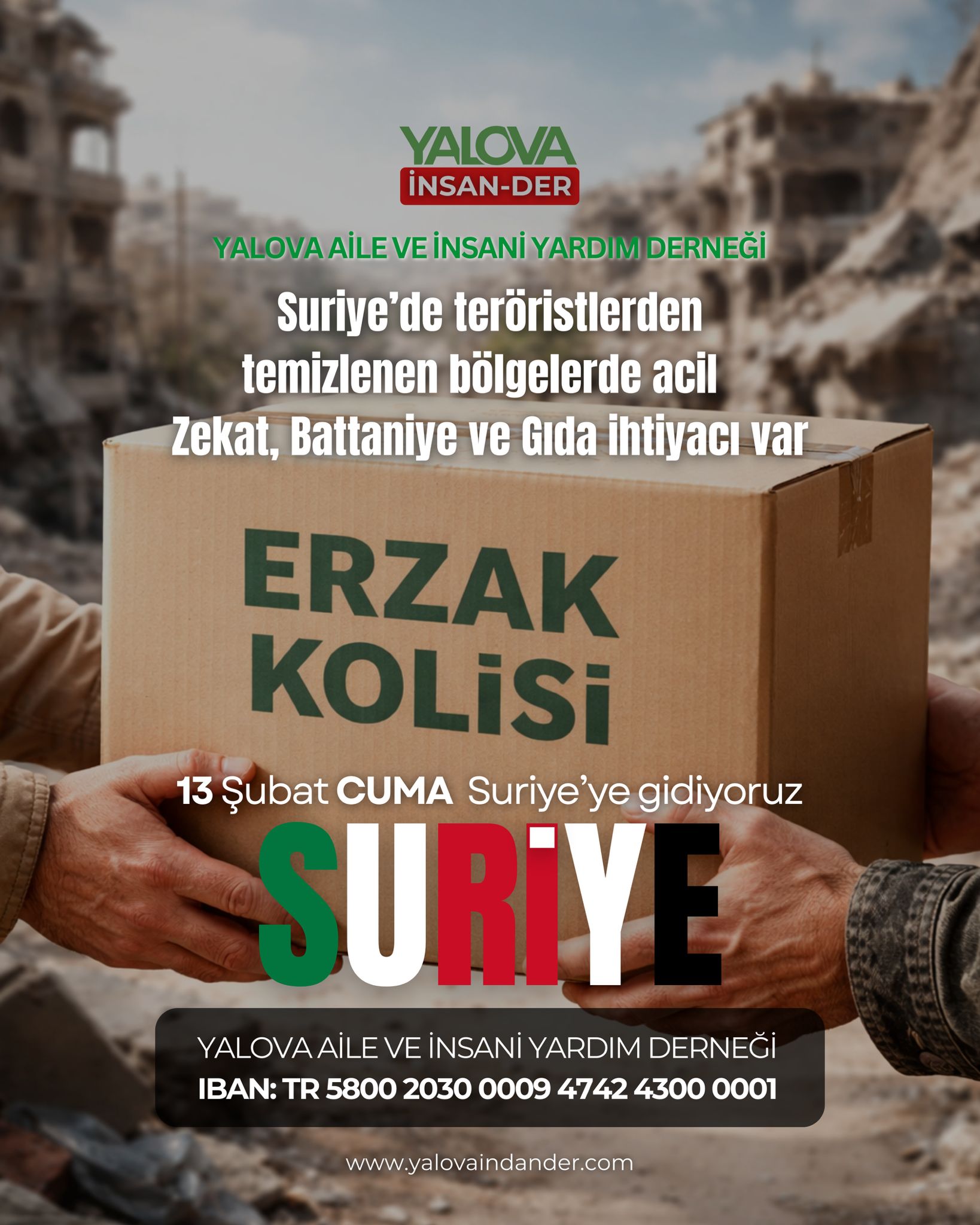 Yalova İnsan-Der, Suriye’deki Savaş Mağdurları İçin Yola Çıkıyor