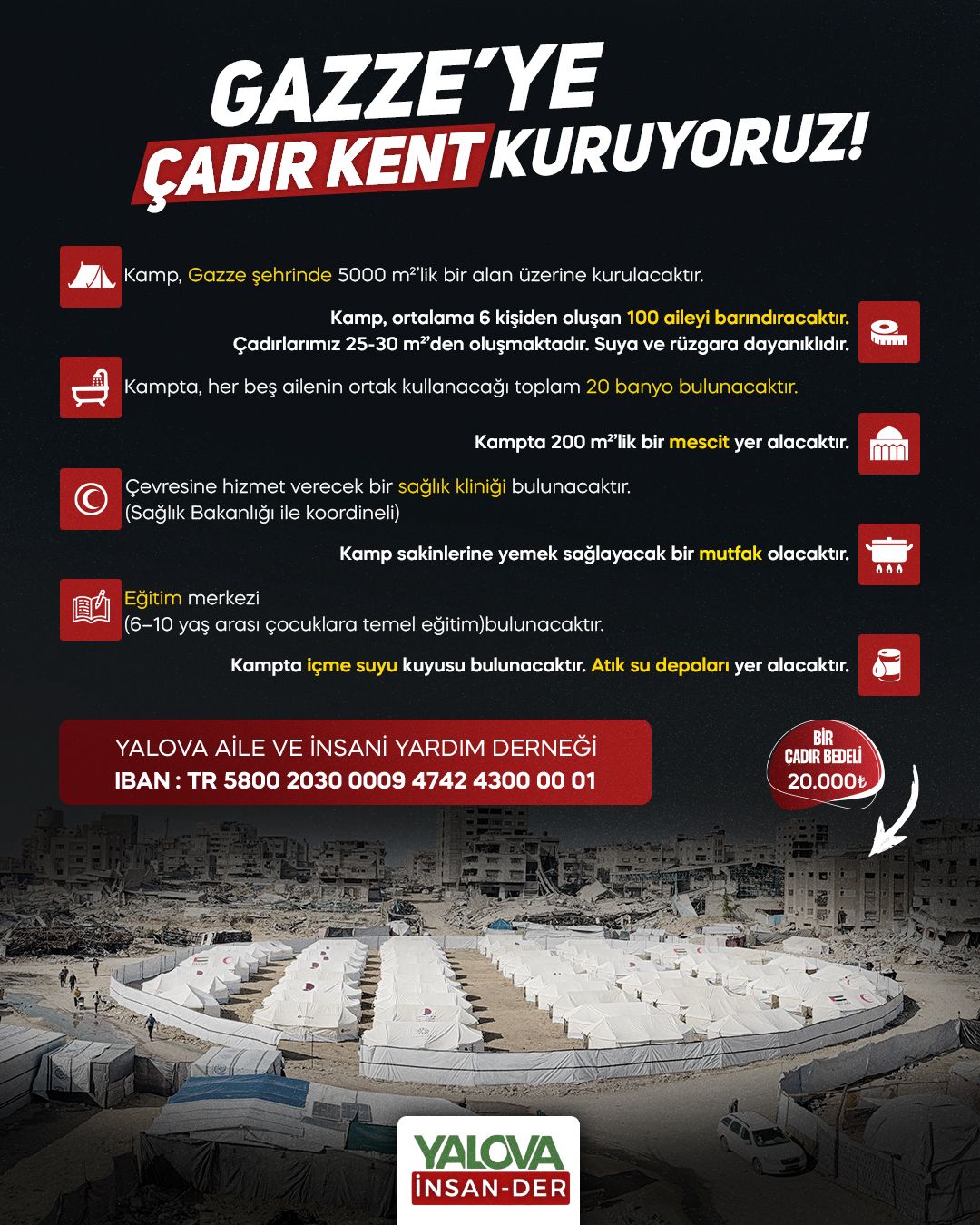 Gazze'ye Çadır Kent Kuruyoruz