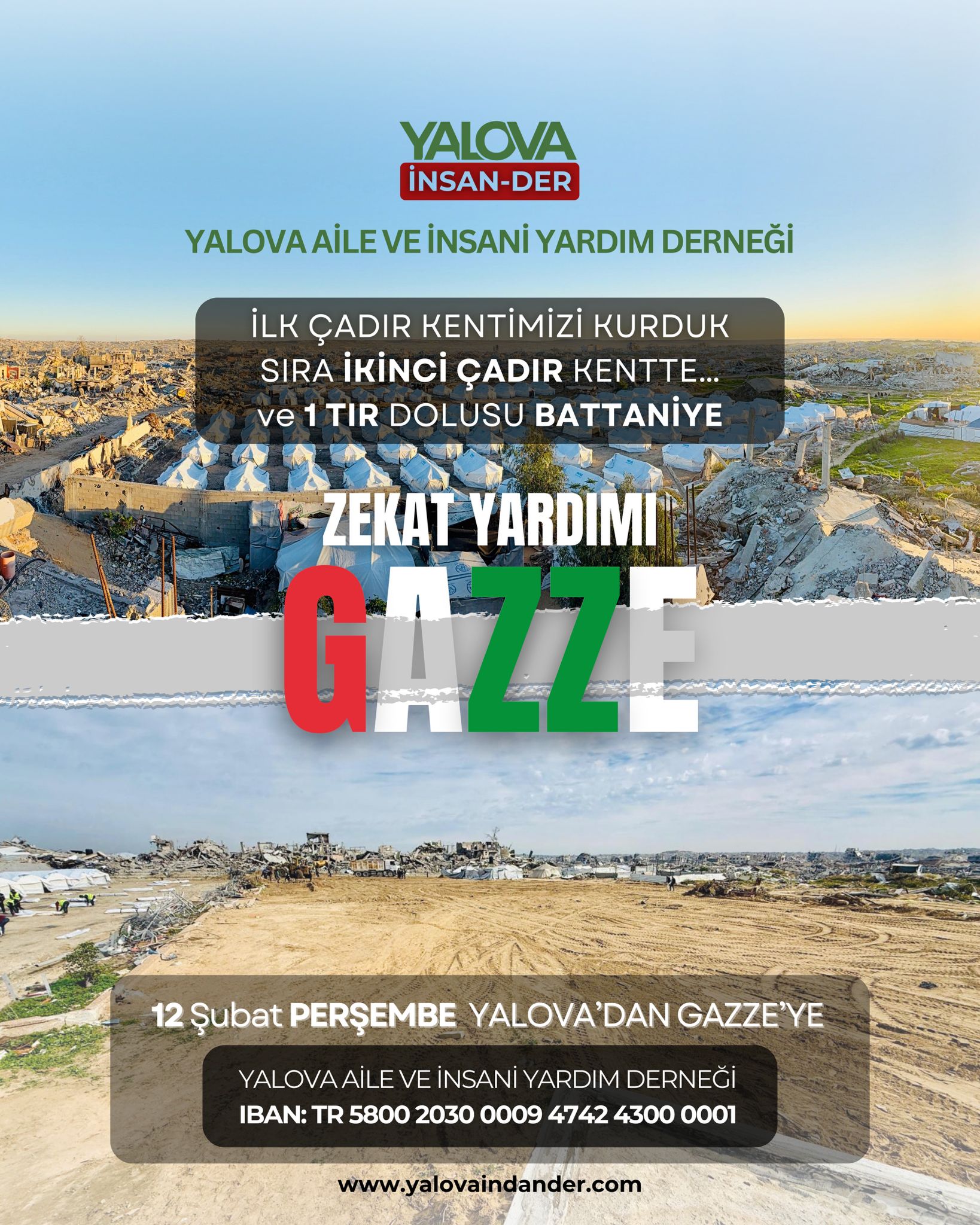 Yalova İnsan-Der’den Gazze’ye İkinci Çadır Kent Müjdesi: 12 Şubat’ta Yola Çıkıyoruz